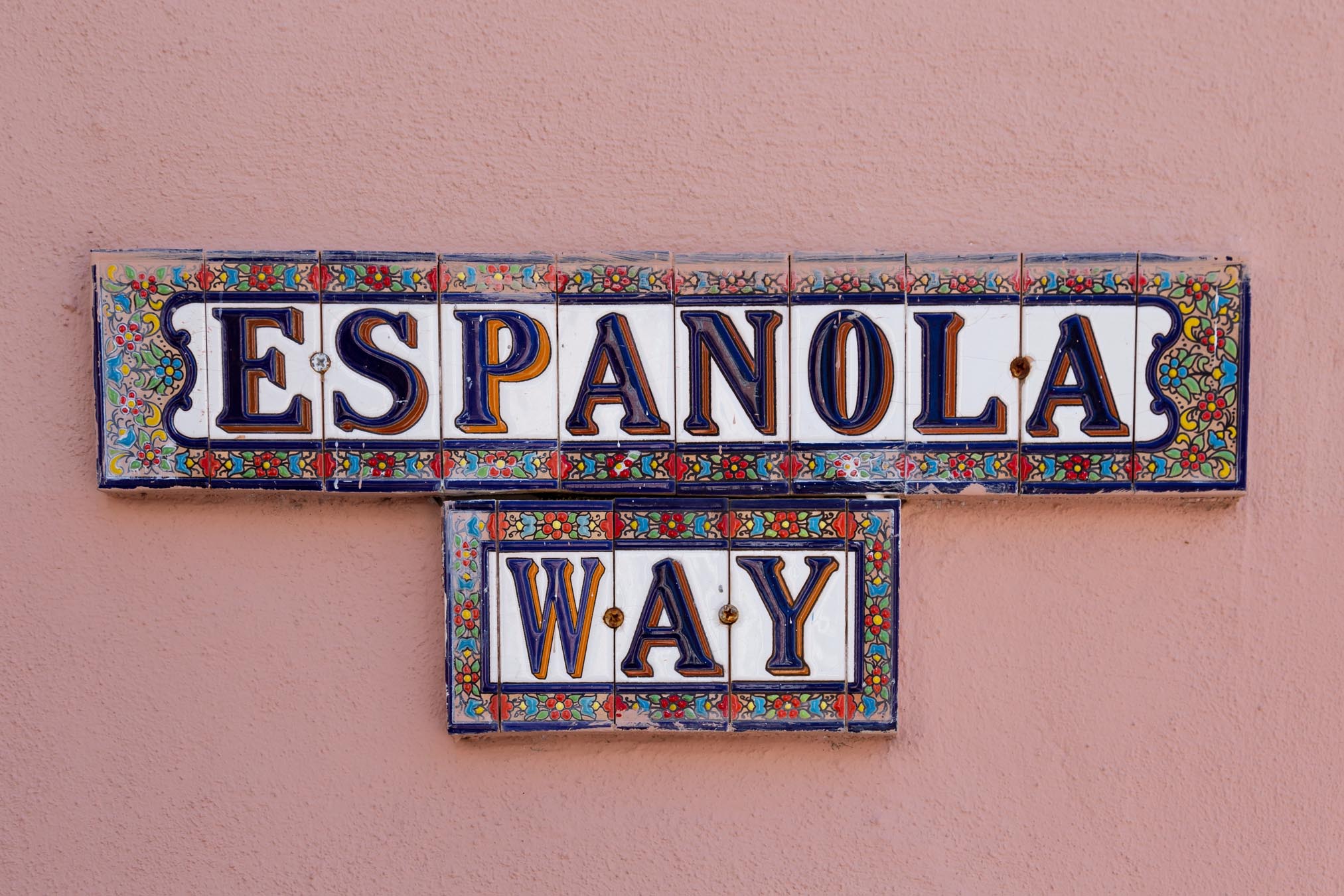 Espanola Way Sign on wall
